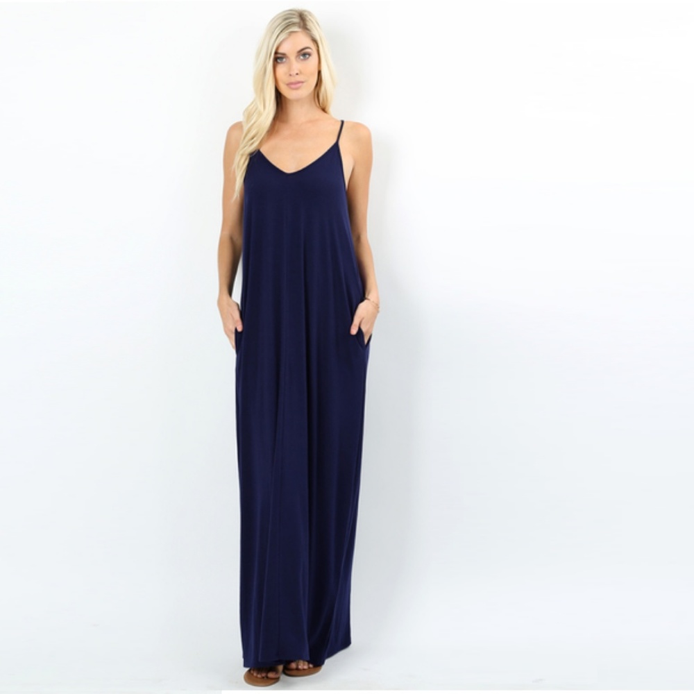 Mocha Pocket V-Neck Tank Maxi Dress - Picture 7 of 9